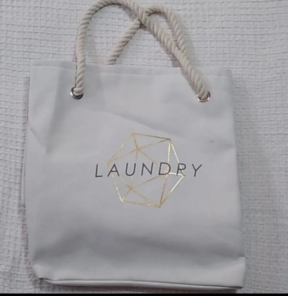 White Laundry Tote with Rope Handles